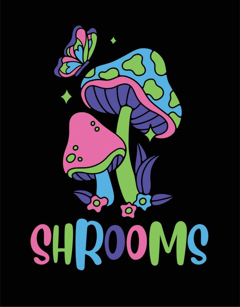 SHROOMS Graphic T-Shirt Design vector