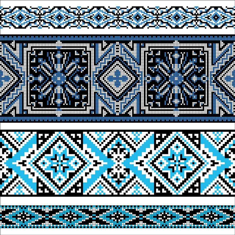 Embroidered cross-stitch ornament national seamless pattern.Traditional Ukrainian folk Vyshyvanka. Perfect for wallpaper, wrapping paper, pattern fills,greetings, web page background, greeting cards. vector