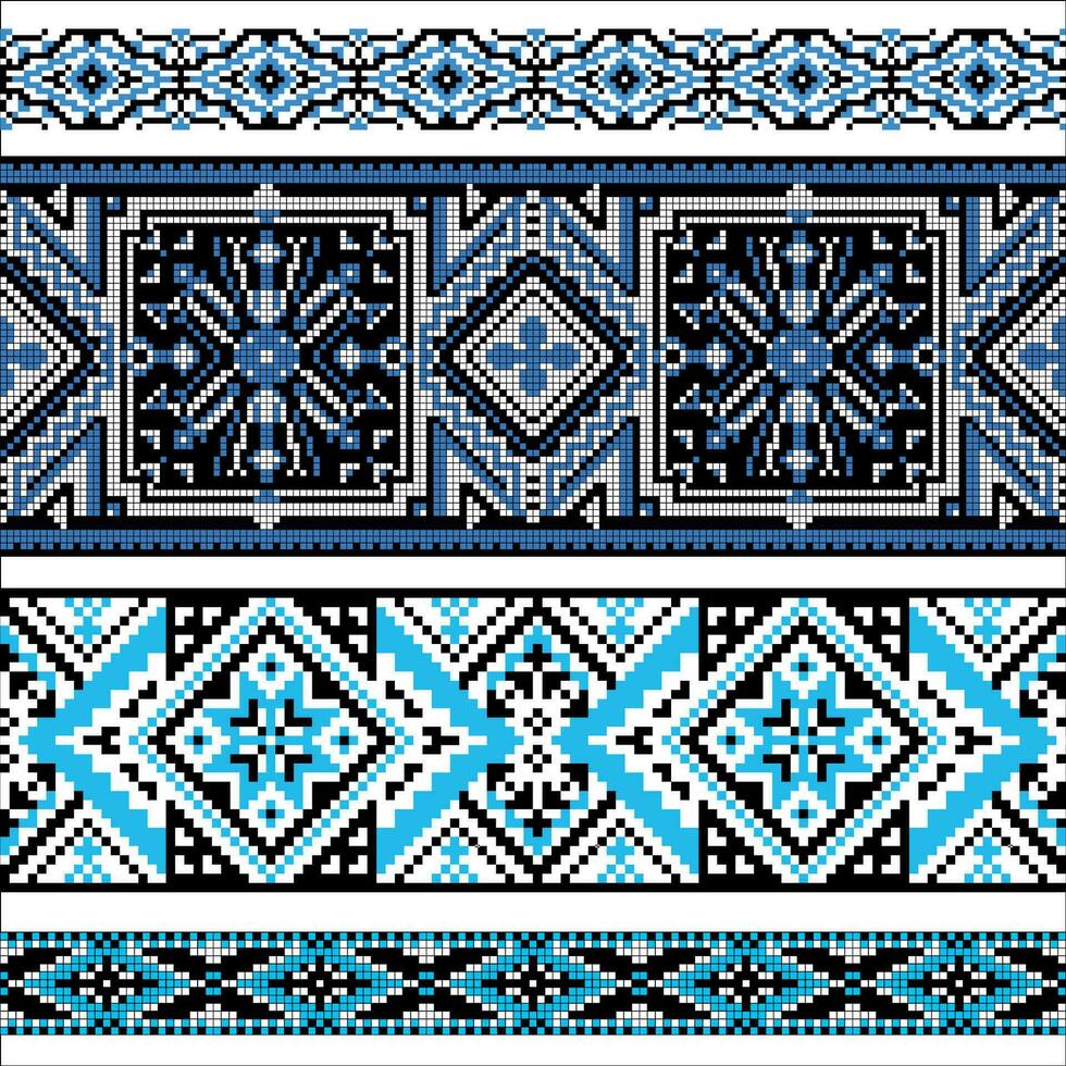 Embroidered cross-stitch ornament national seamless pattern.Traditional Ukrainian folk Vyshyvanka. Perfect for wallpaper, wrapping paper, pattern fills,greetings, web page background, greeting cards. vector