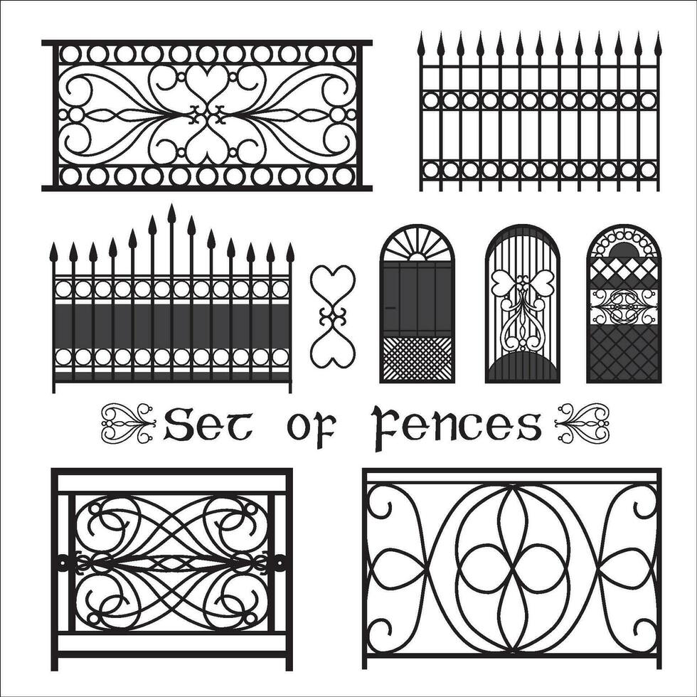 Set of fences vector in high quality