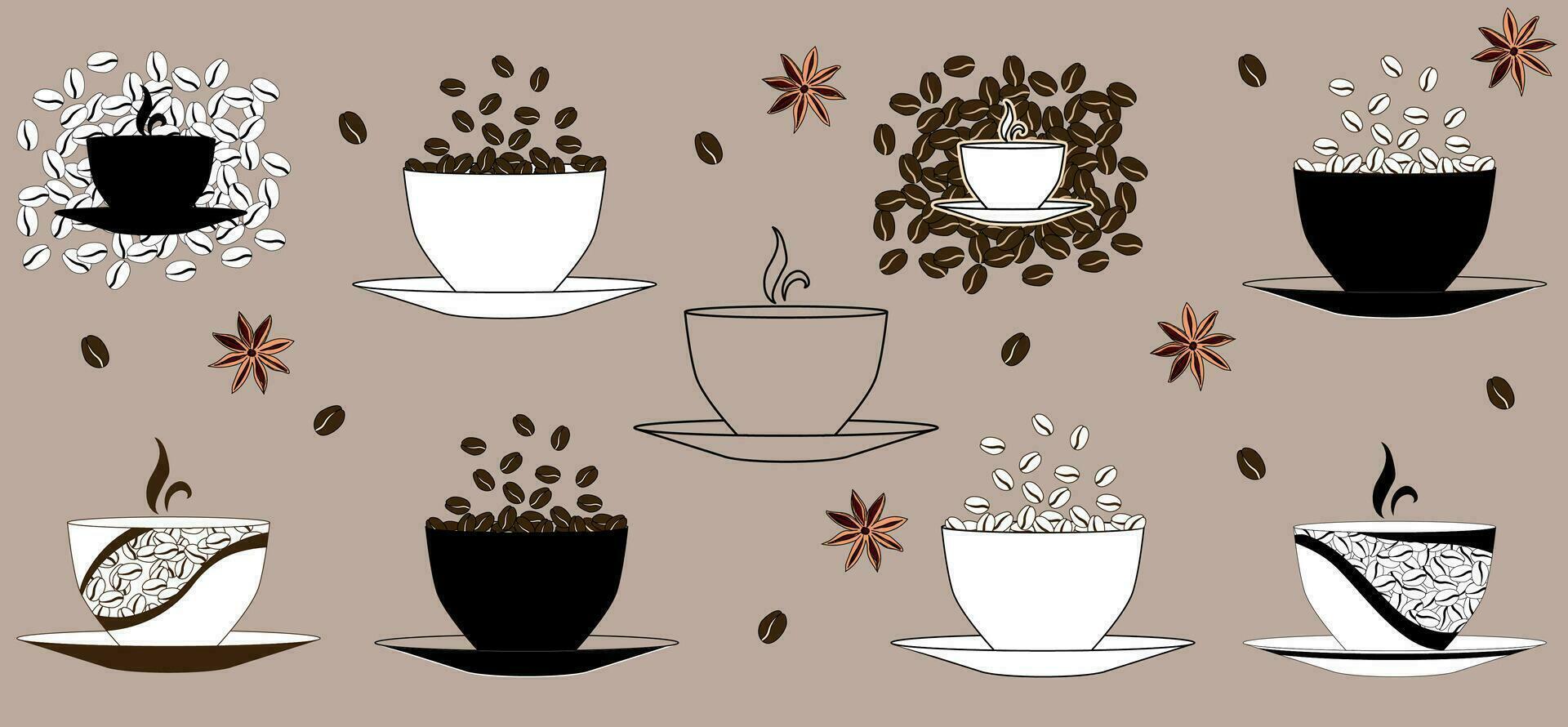 Set of logos coffee cups in vector