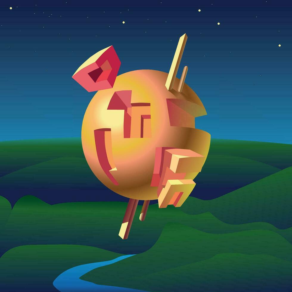 Fantastic sphere in space in vector