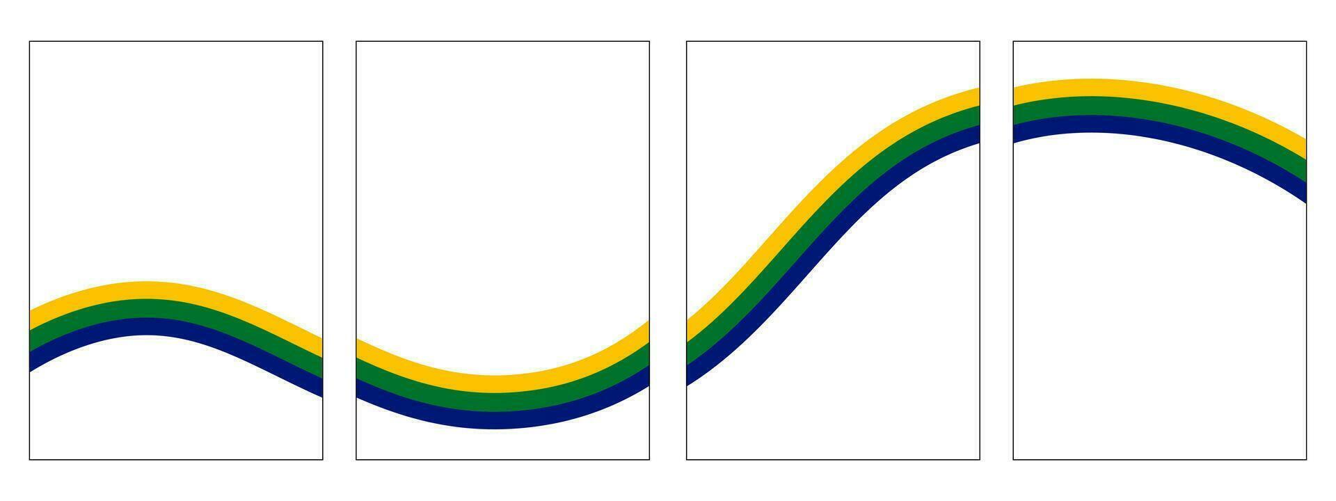 Set of creative concept minmalist background brazil theme. Dynamic wave brazil colors. Trendy vector illustration