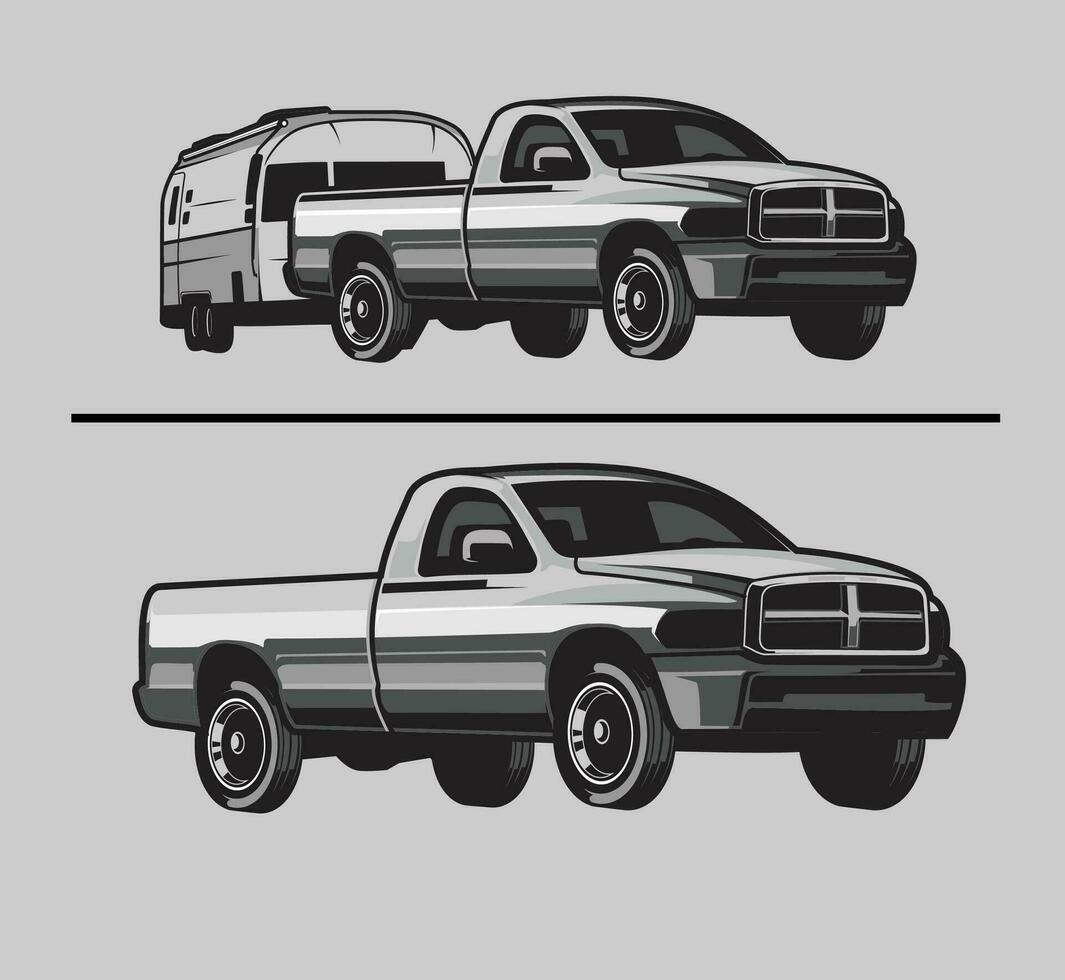 4x4 jeep with camper vector graphic and illustration