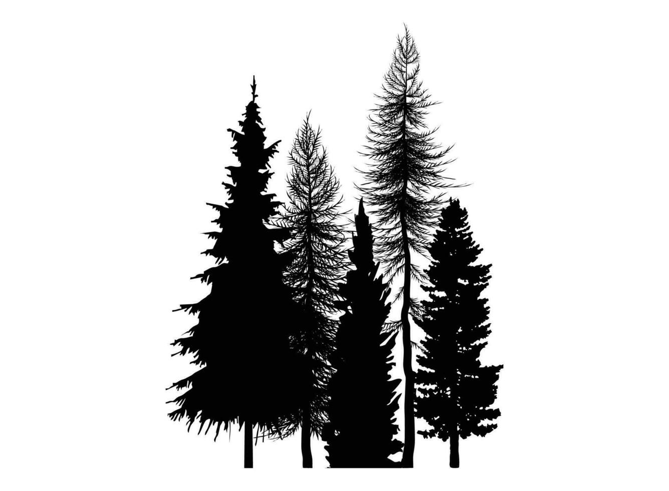 pine tree silhouette vector art and illustration