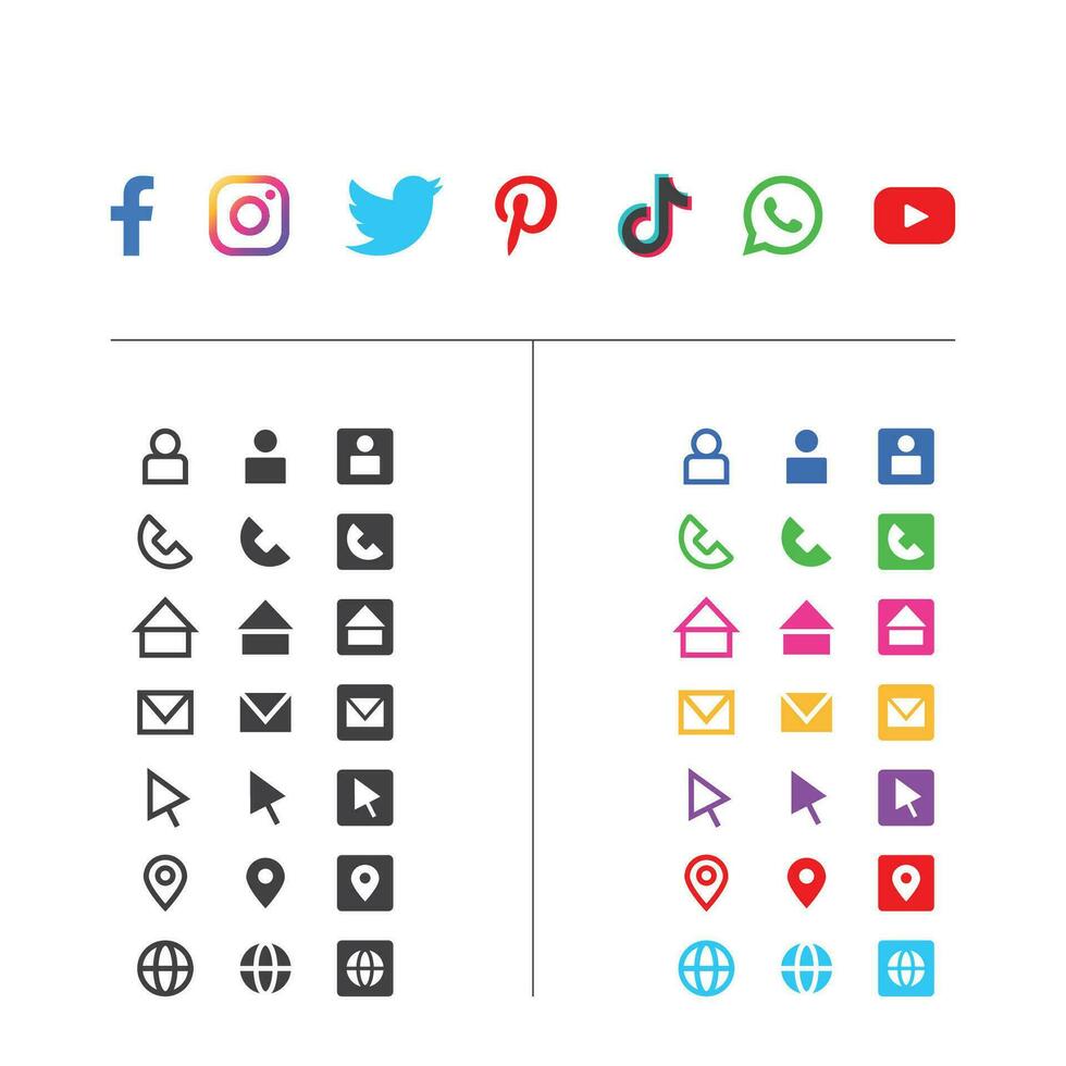 social media and business card icons 25770975 Vector Art at Vecteezy