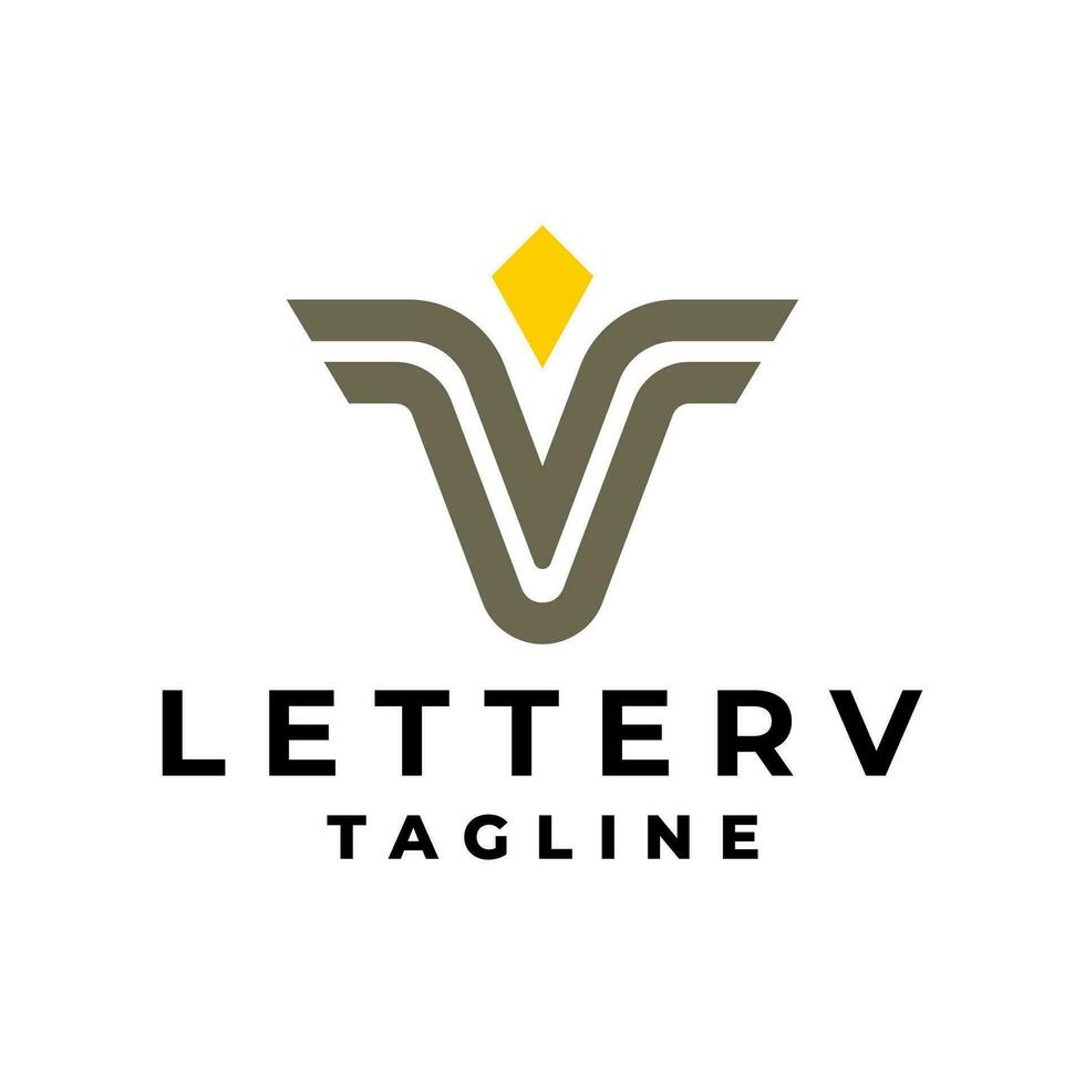 letter V logo with diamond silhouette. modern logotype for any business. vector