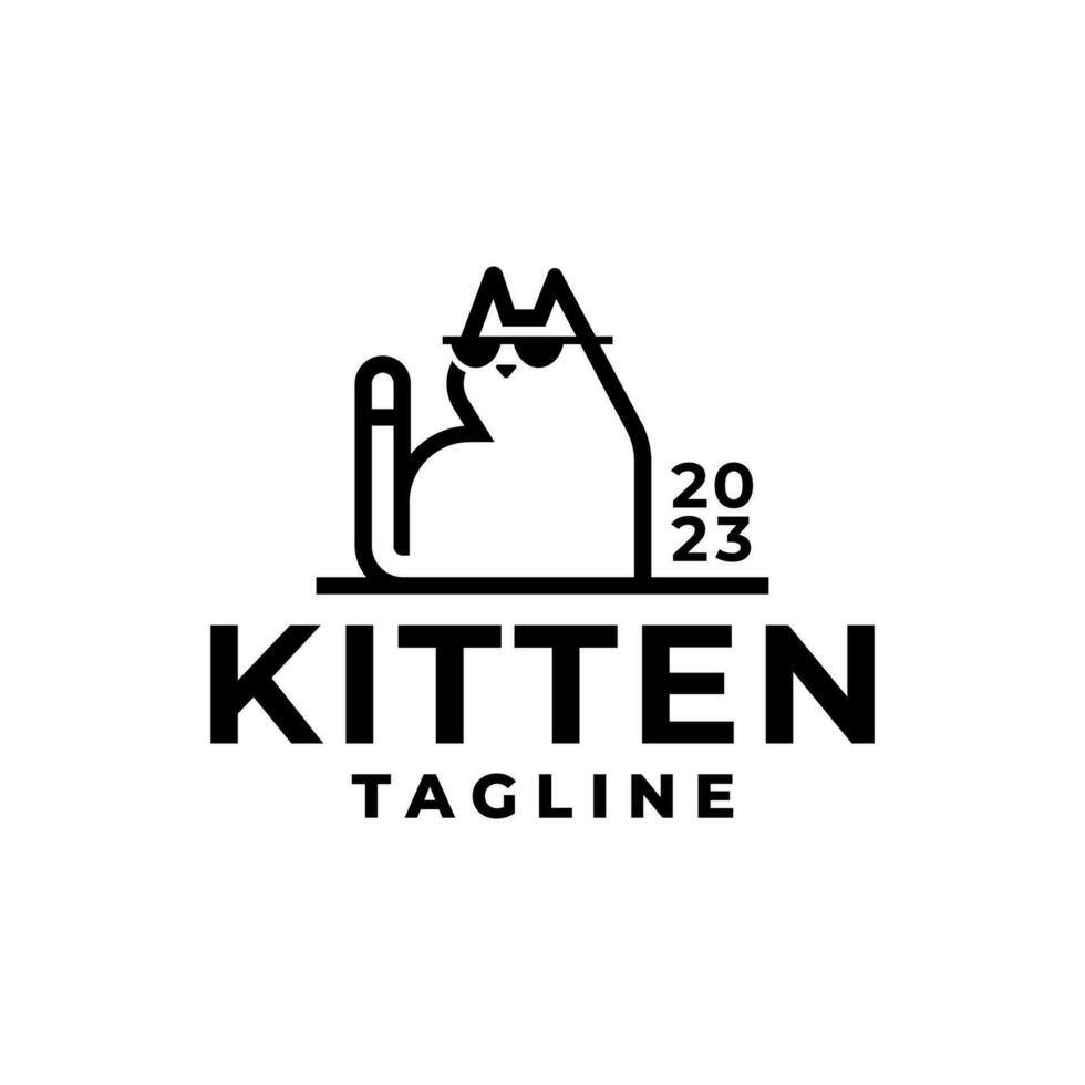 elegante gato vistiendo Gafas de sol ilustración logo. gato logo para ninguna negocio relacionado a mascotas o gatos vector