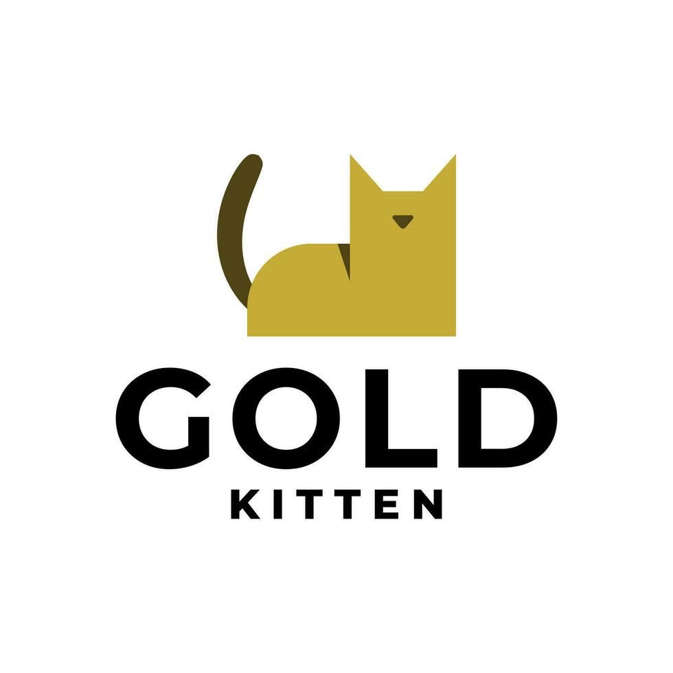 gold cat luxury illustration for logo. cat logo for any business related to pets or cats. vector