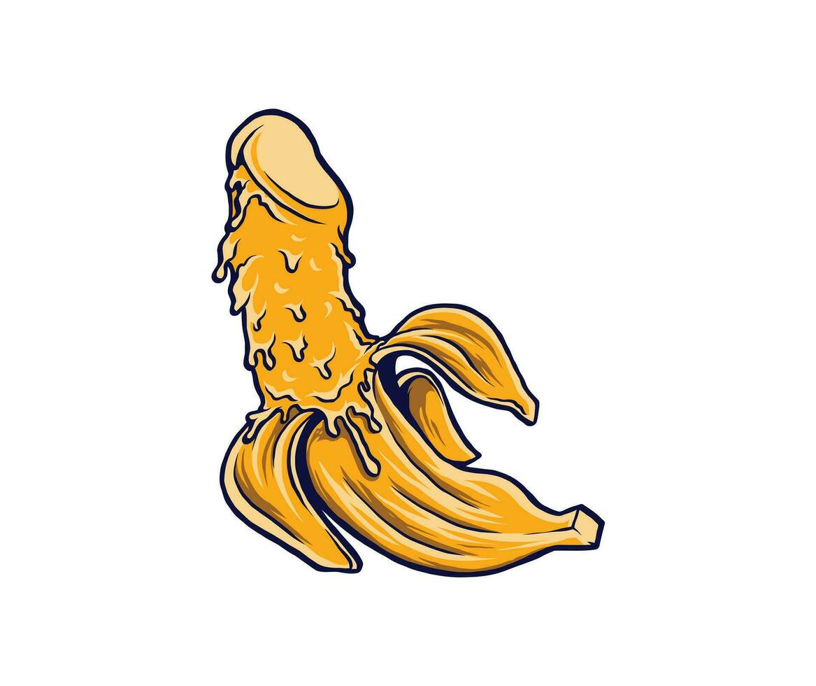 single skin, peel and banana on the ground. Collection of vector clip art illustrations.