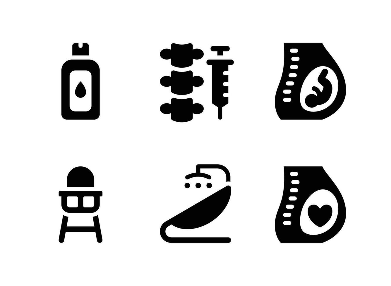 Simple Set of Baby Maternity Vector Solid Icons