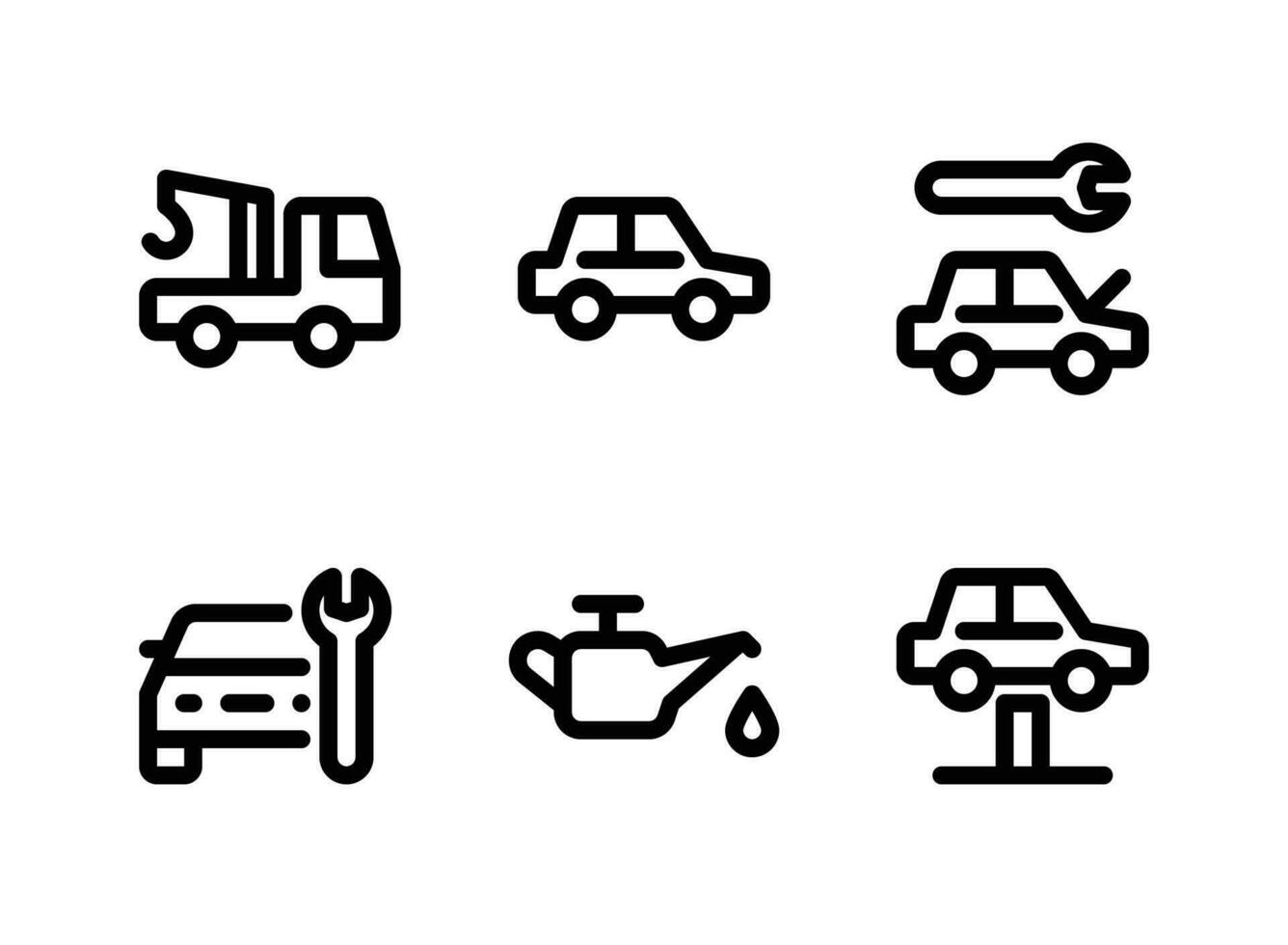 conjunto simple de iconos de línea de vector de servicio de coche