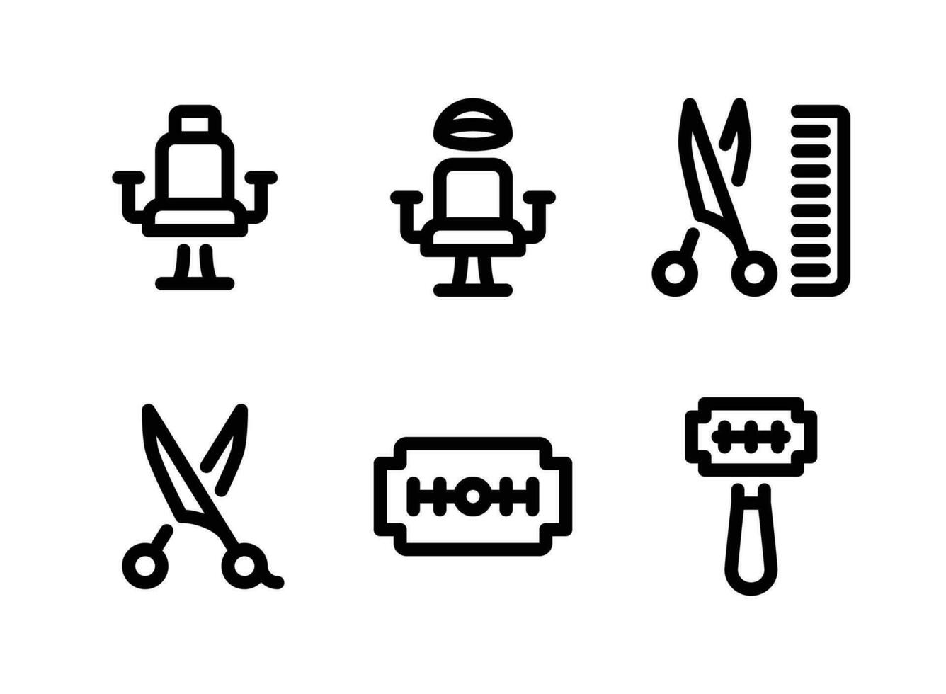 Simple Set of Barbershop Vector Line Icons