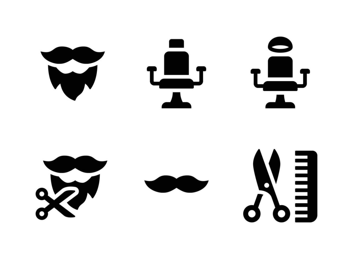 Simple Set of Barbershop Vector Solid Icons