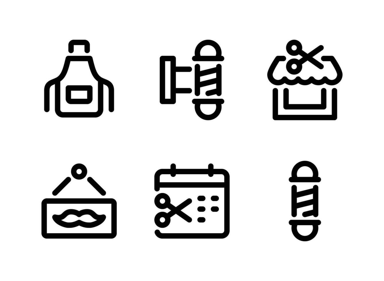 Simple Set of Barbershop Vector Line Icons