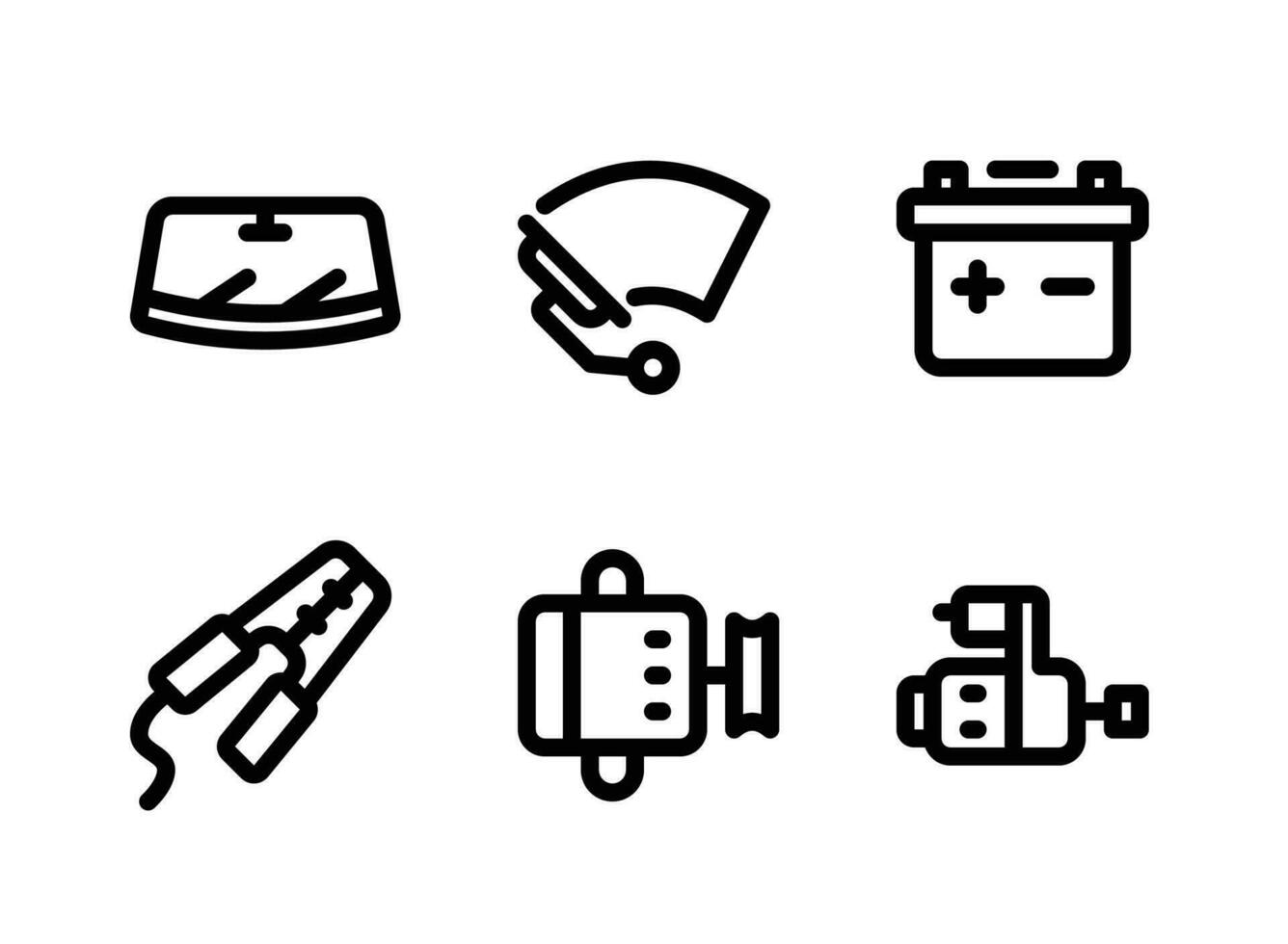 conjunto simple de iconos de línea de vector de servicio de coche