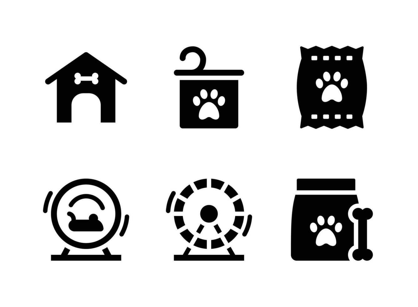 Simple Set of Pets Shop Vector Solid Icons