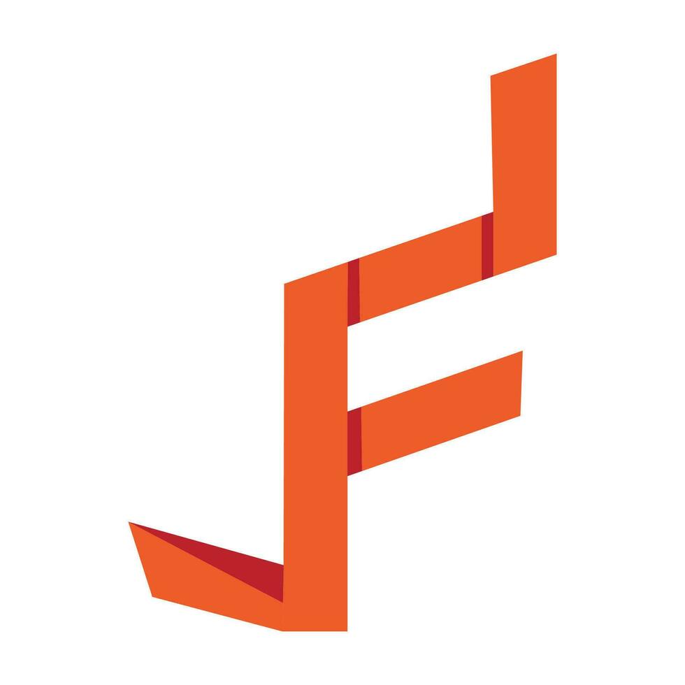 Ribbon forming letter f shape vector