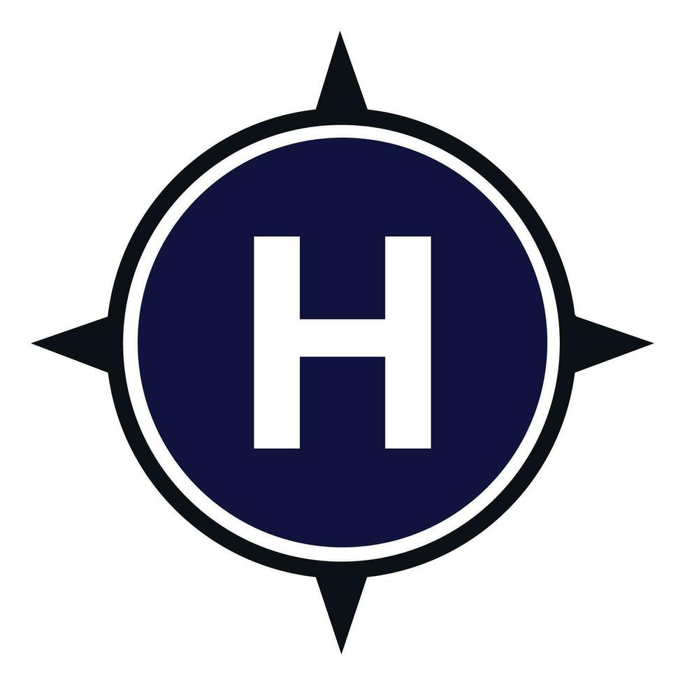 Letter H inside the compass vector