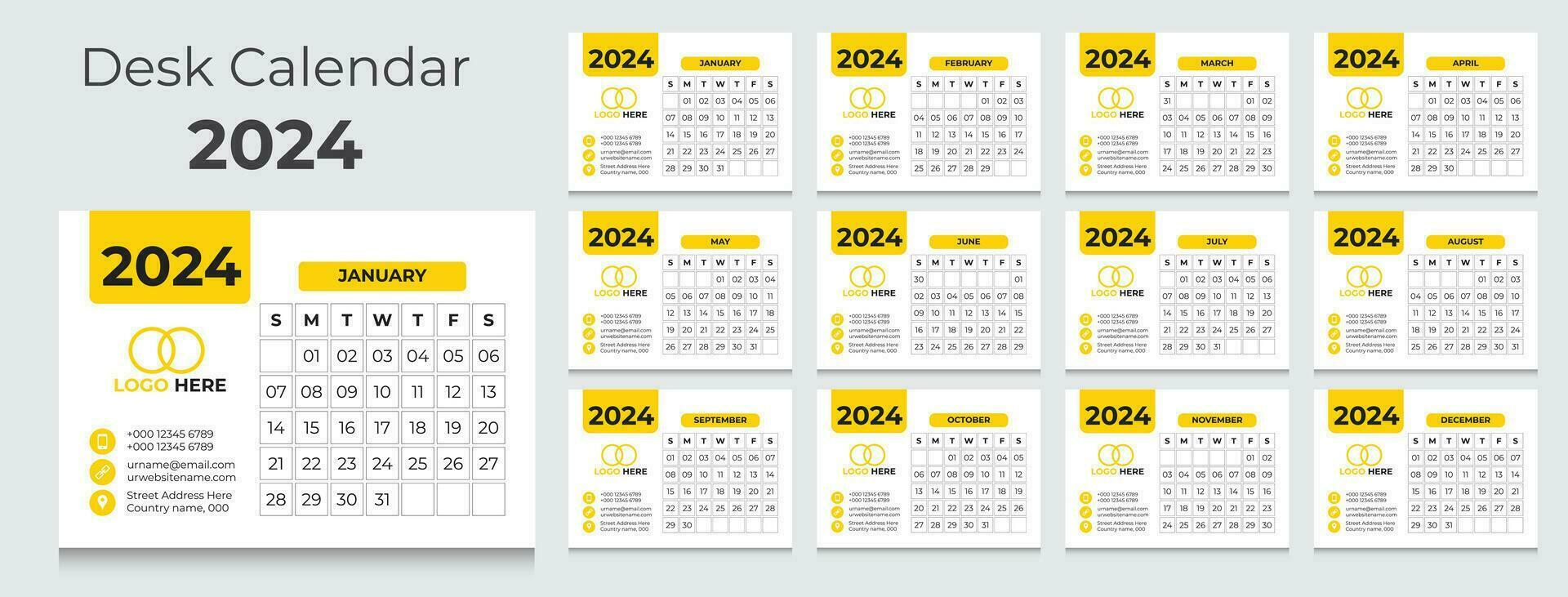 desk calendar 2024 vector