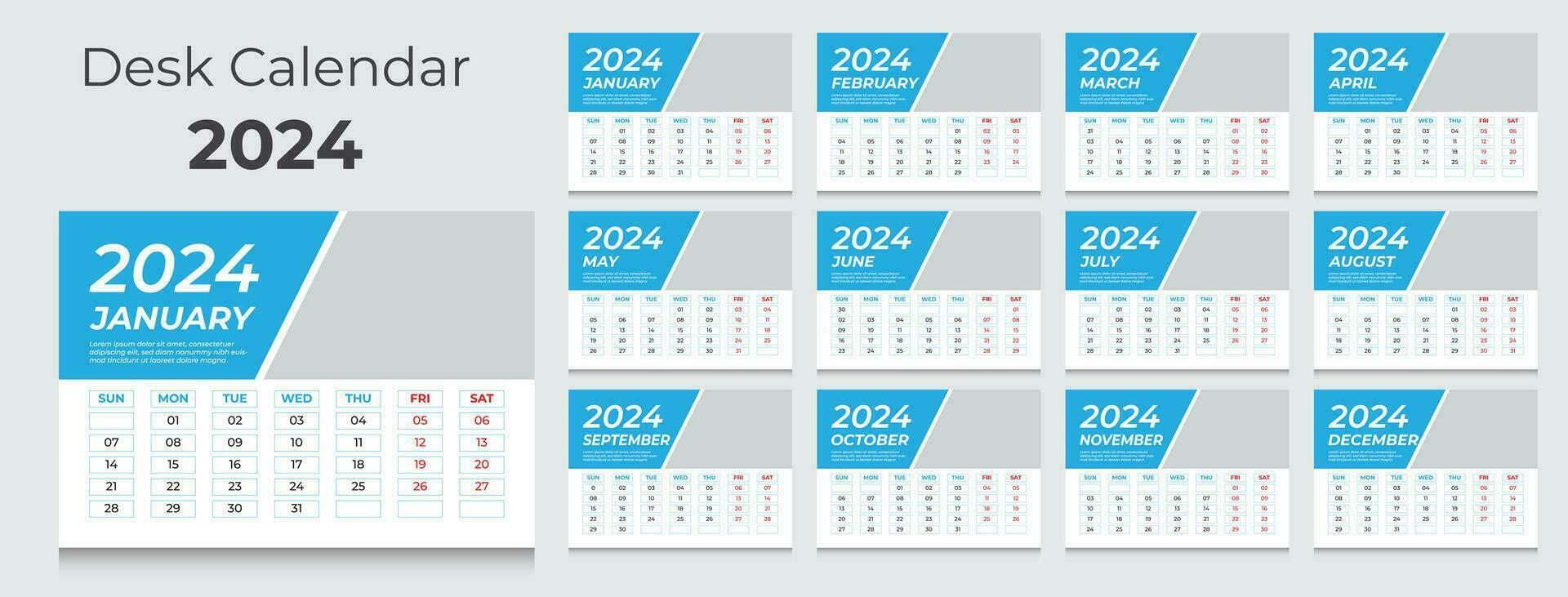 desk calendar 2024 vector