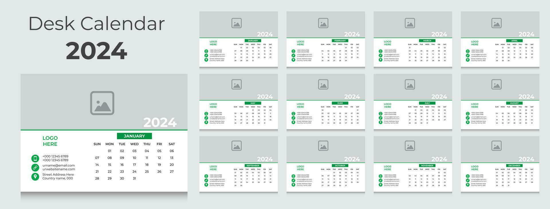 desk calendar 2024 vector