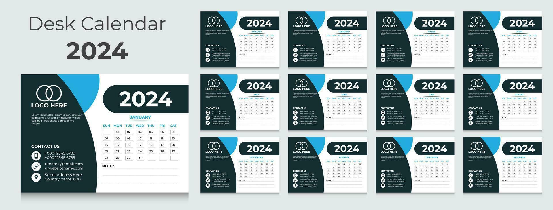 desk calendar 2024 vector