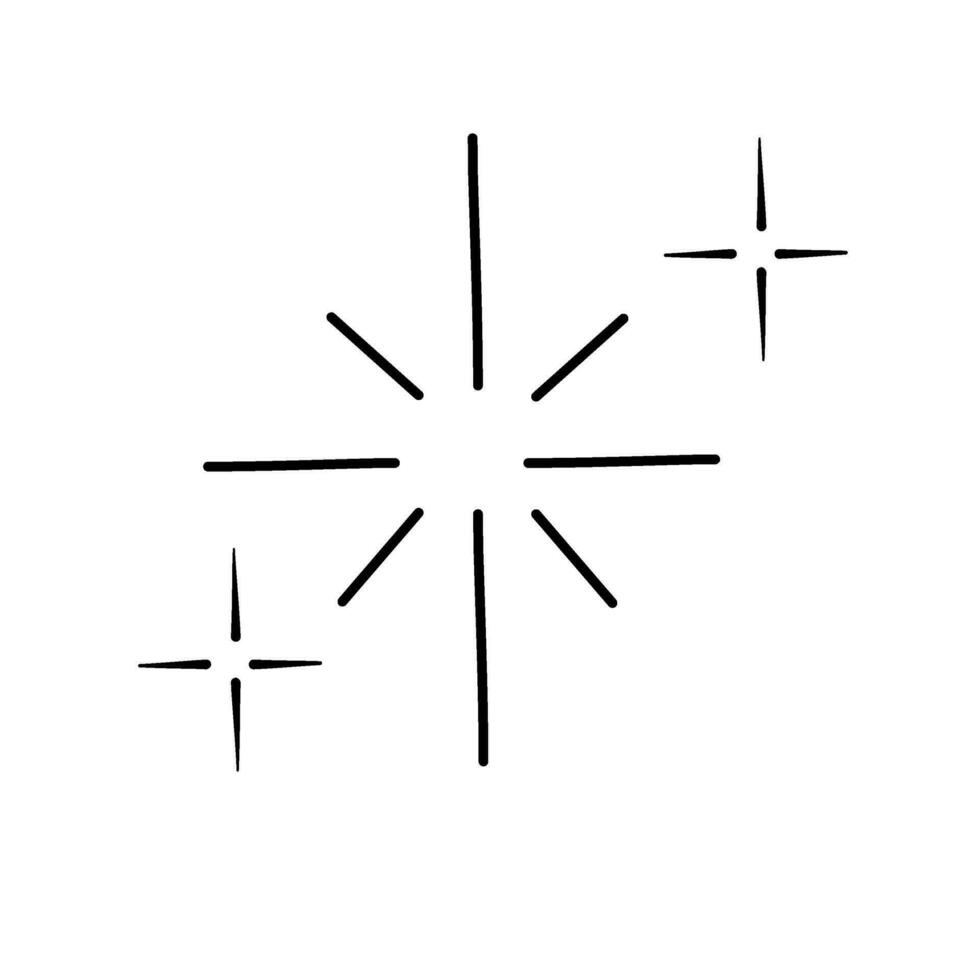 sparkle star line art glitter outline vector