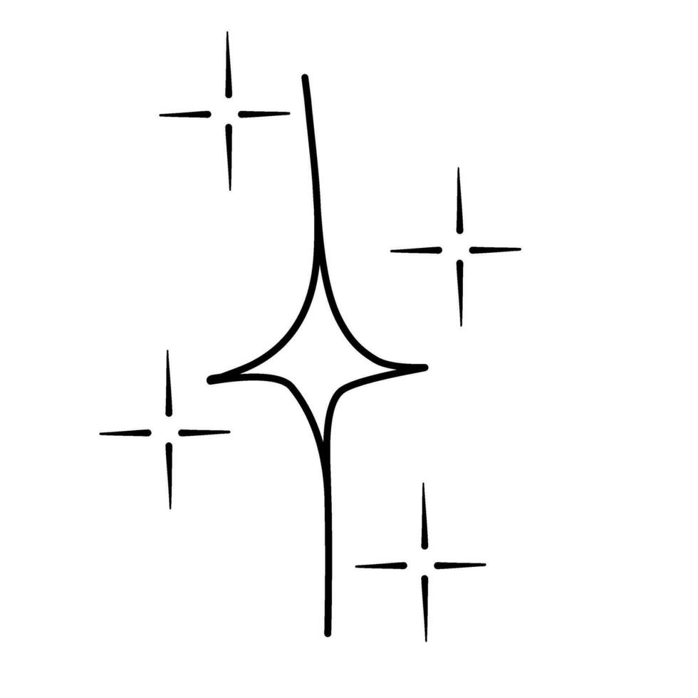 brillar estrella línea Arte Brillantina contorno vector