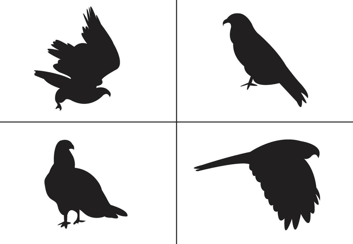 FLAT DESIGN BIRD SILHOUETTE SET vector
