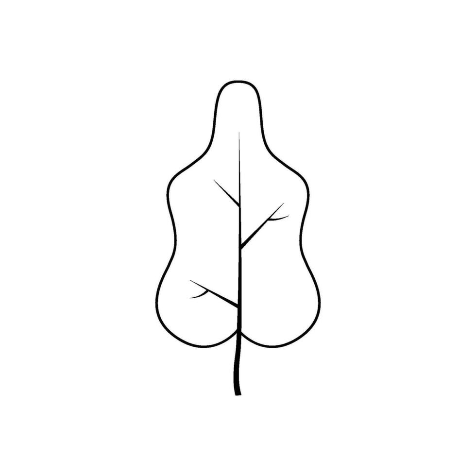 Outline tree leaf vector illustration isolated on white background