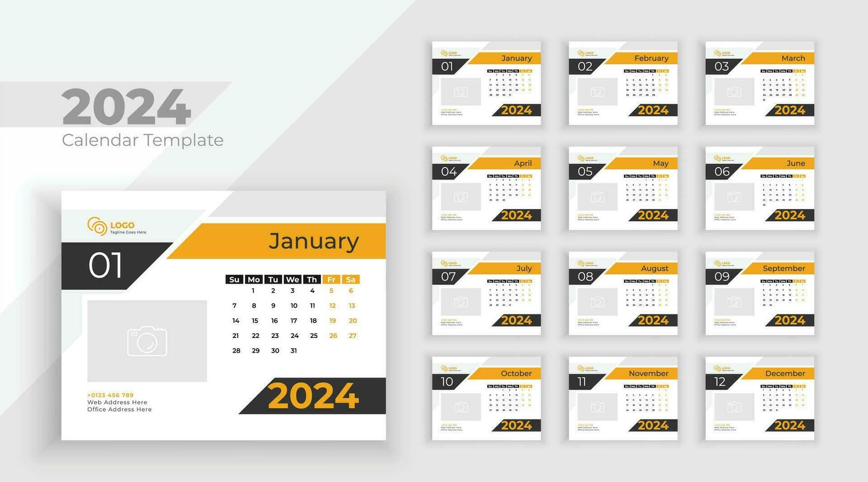 Desk Calendar Template 2025. Week starts from Sunday, business template