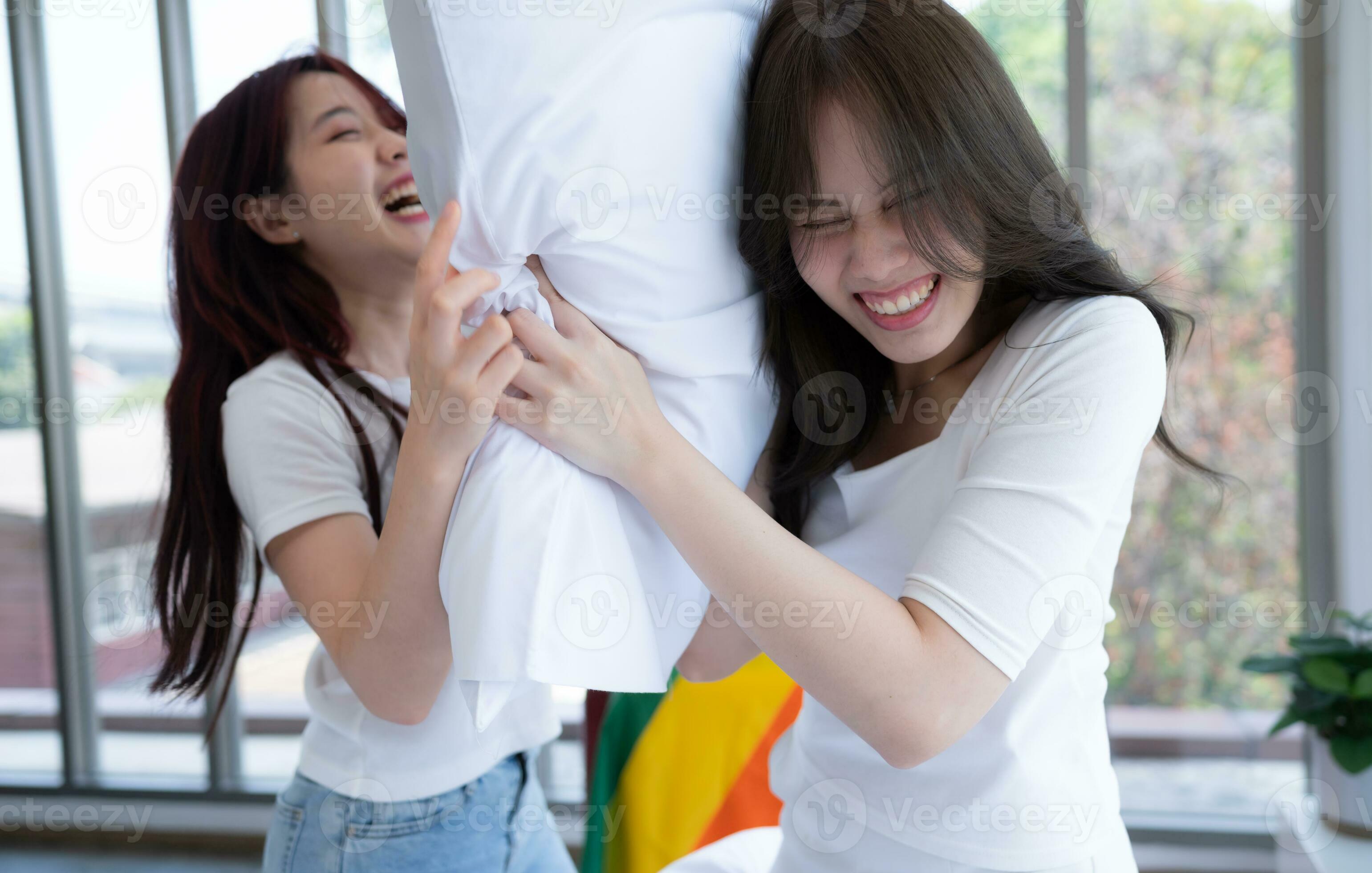 When an LGBT couple arrives in their hotel room they playfully hit each