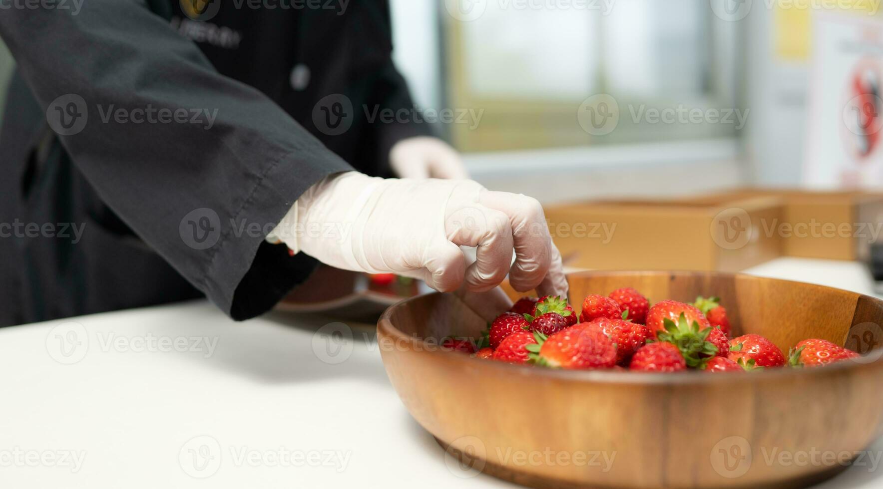 Organic strawberries, fresh, clean, safe from chemicals photo