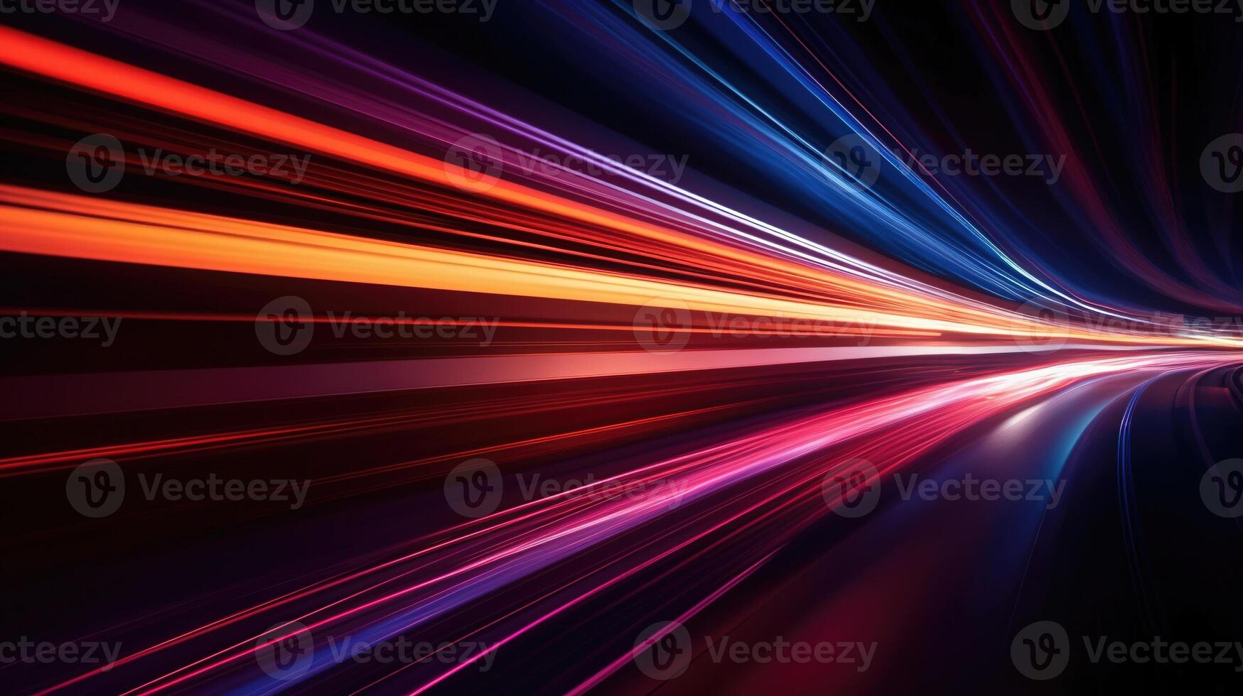 Abstract dynamic speed light trails with long exposure background. photo