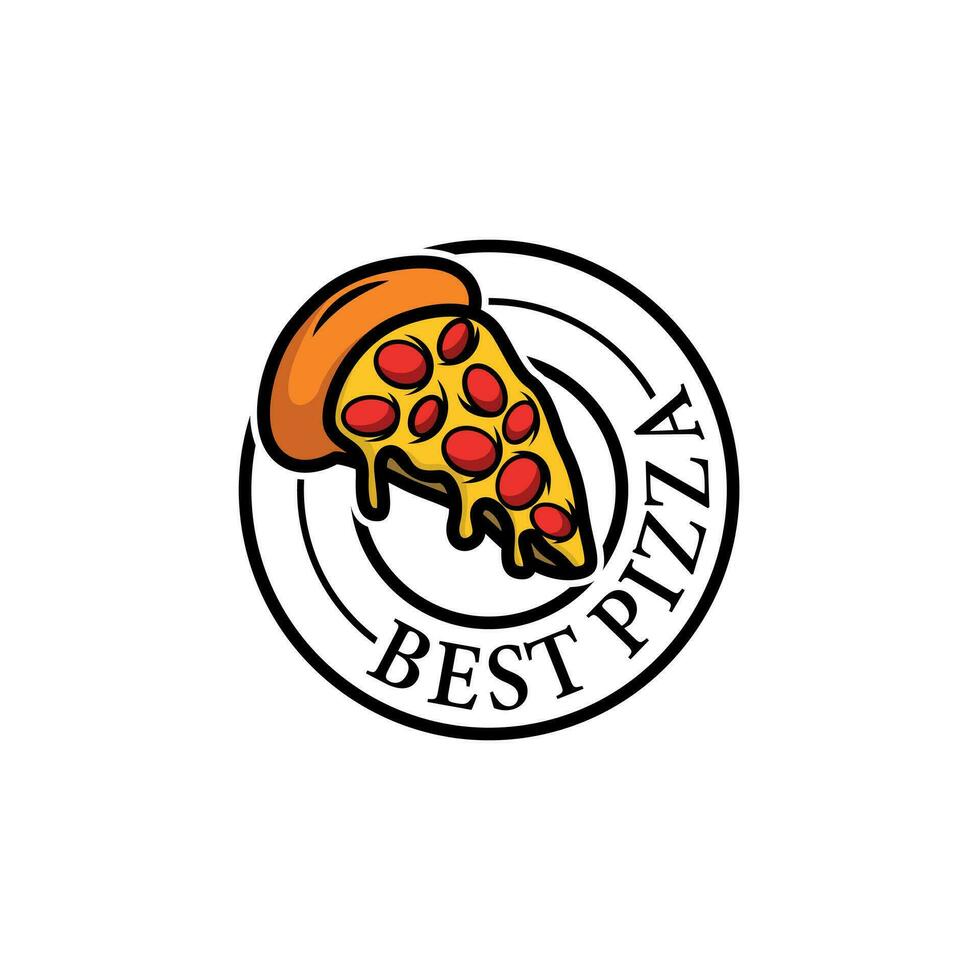 Vector pizza logo hand drawn doodle illustration