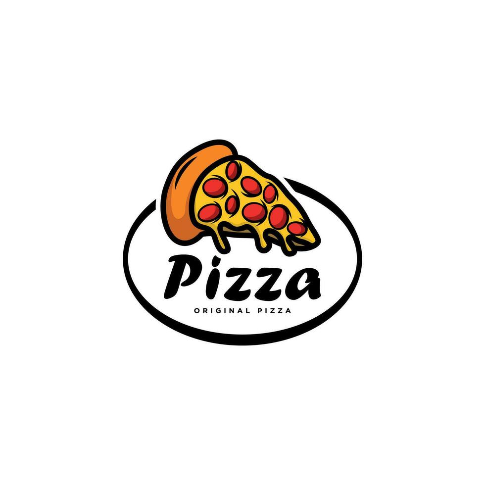Vector pizza logo hand drawn doodle illustration