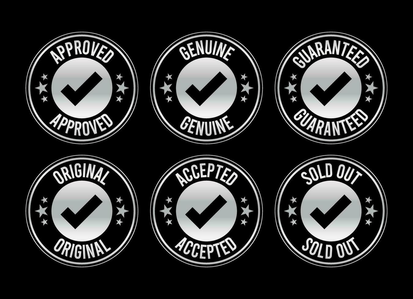 Silver Stamp design set - premium quality, guaranteed, approved, sold out, postponed, confirmed, genuine, original. vector