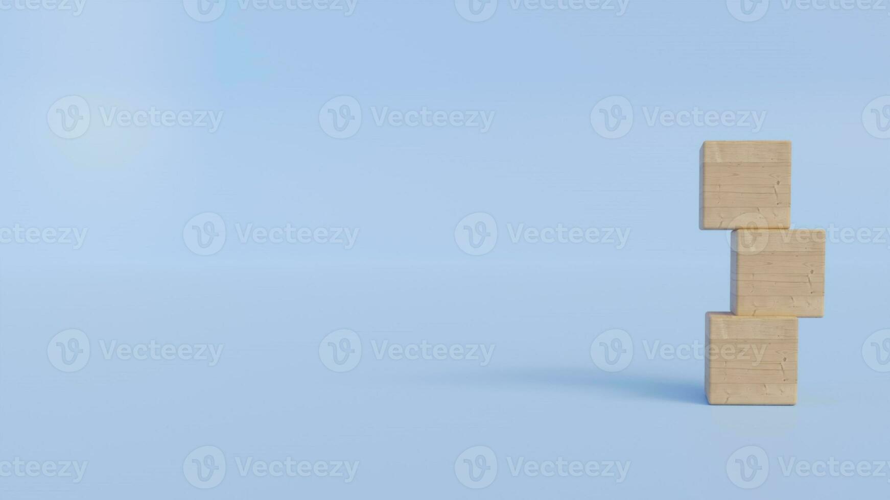 Blank square brown color block for text tag.3D rendering. photo