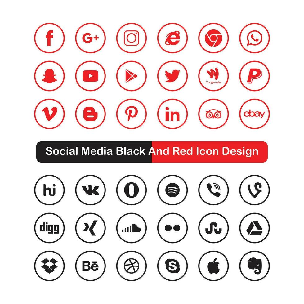 social media black and red icon design 25773257 Vector Art at Vecteezy