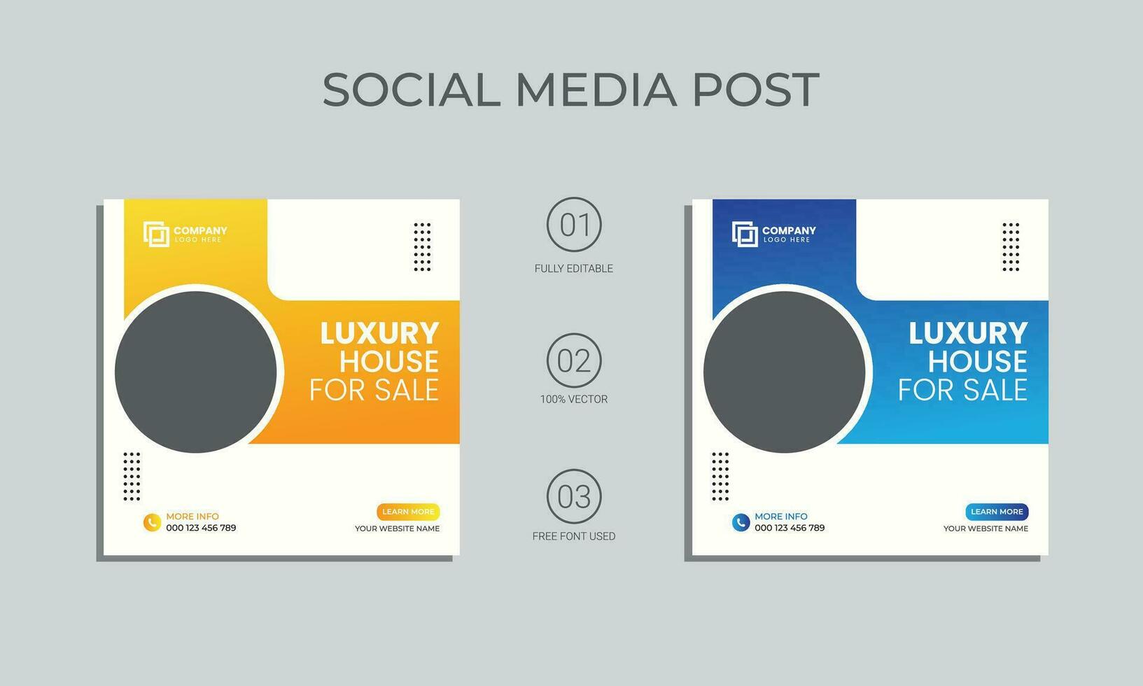 vector modern real estate social media post design. luxury house for sale social media post template. real estate home social media post and banner.