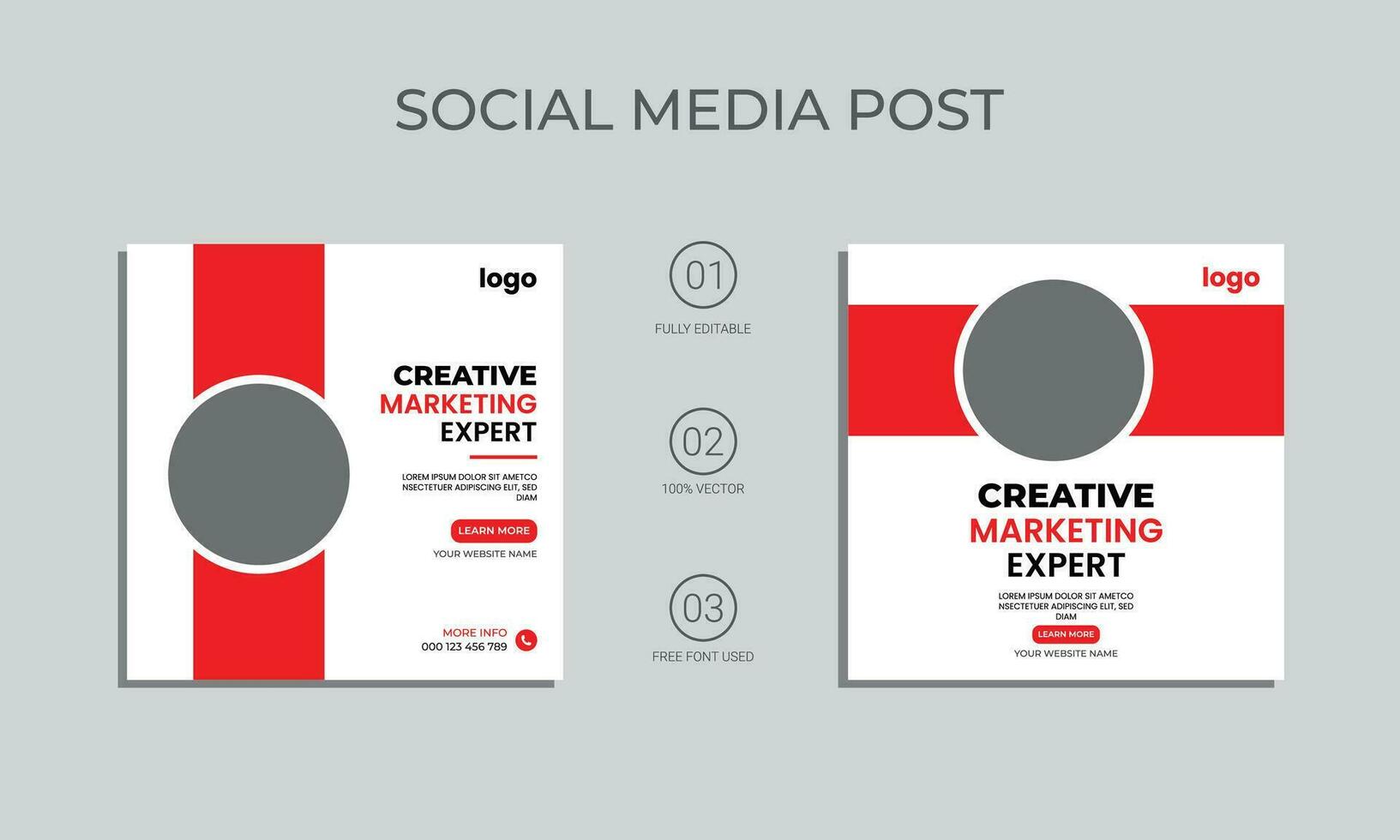 creative marketing agency vector social media post design. digital agency social media post template.