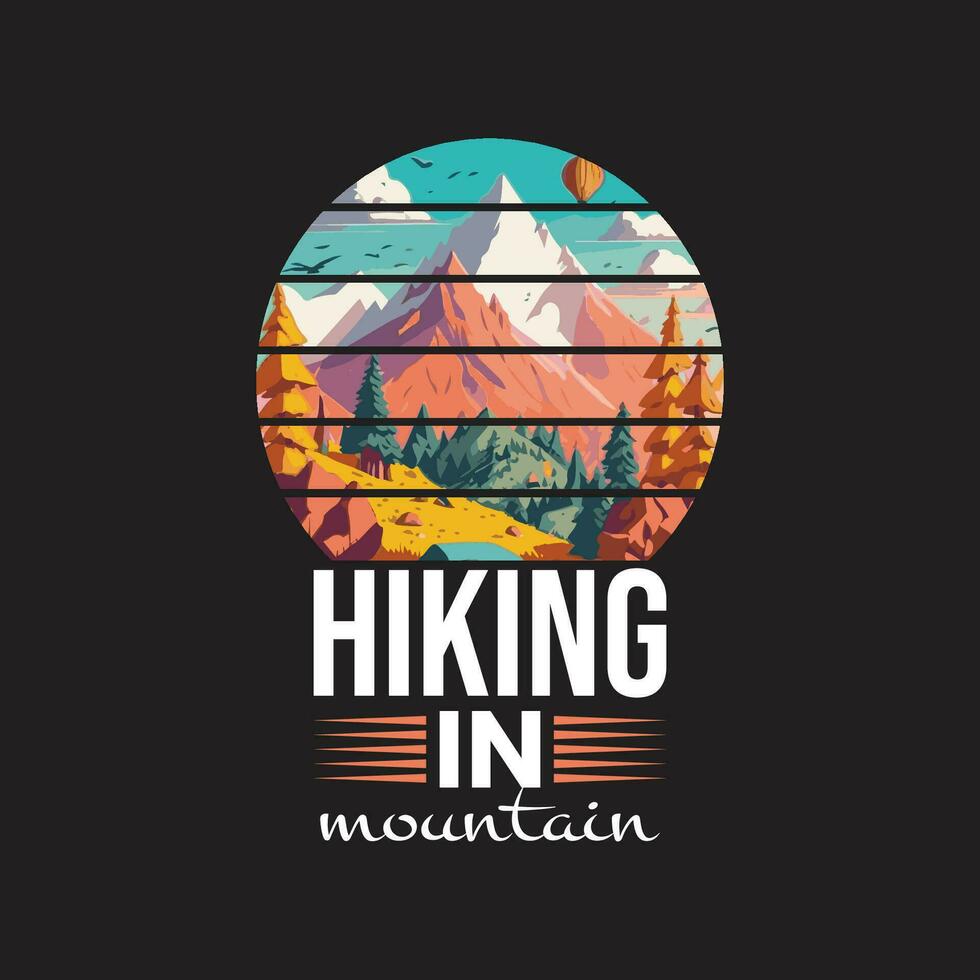 mountain hiking t shirt design. outdoor traveling graphic t shirt. mountain illustration. vector