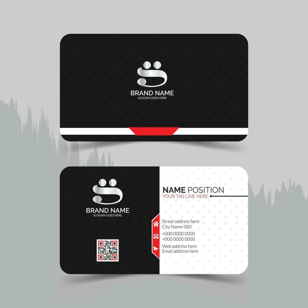Creative and Clean Double-sided red black white business card template design and mockup vector