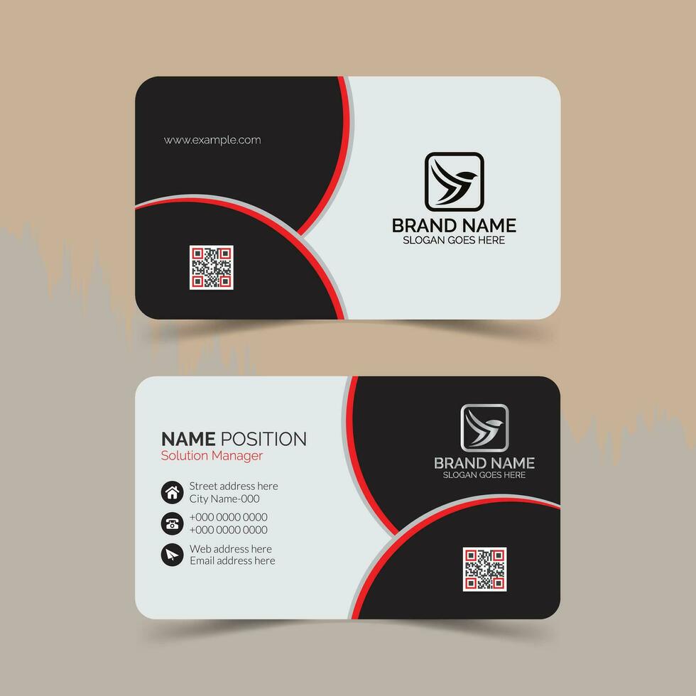 Creative and Clean Double-sided red black white business card template design and mockup vector