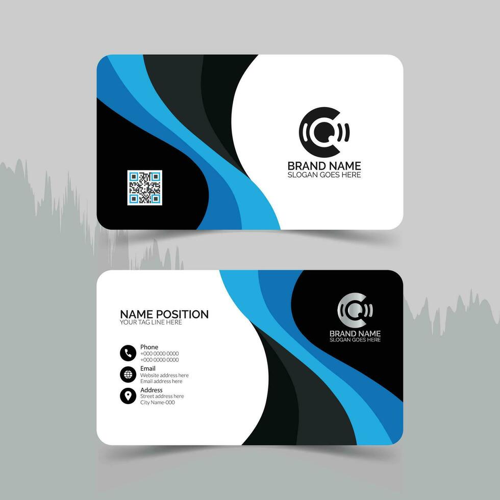 Modern dark and blue business card template design and mockup vector