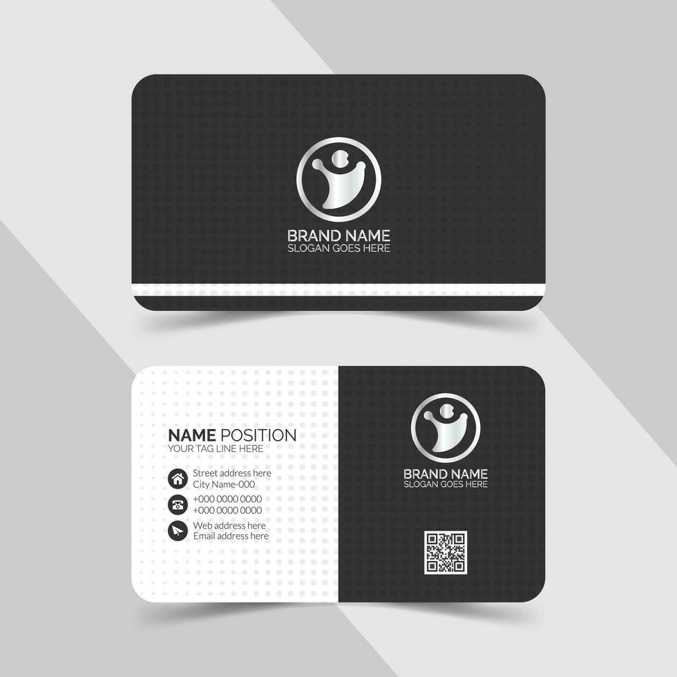 Flat dark and white business card template and background vector