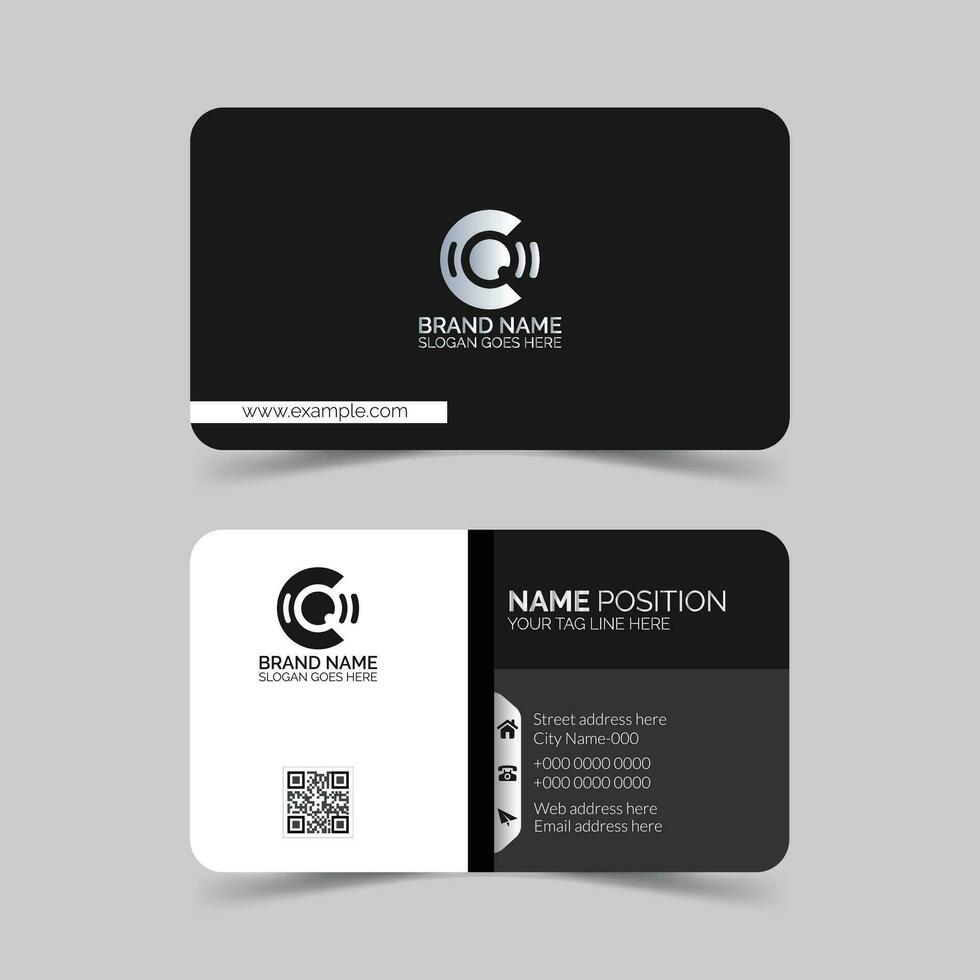 elegant minimal black and white business card template design and mockup vector