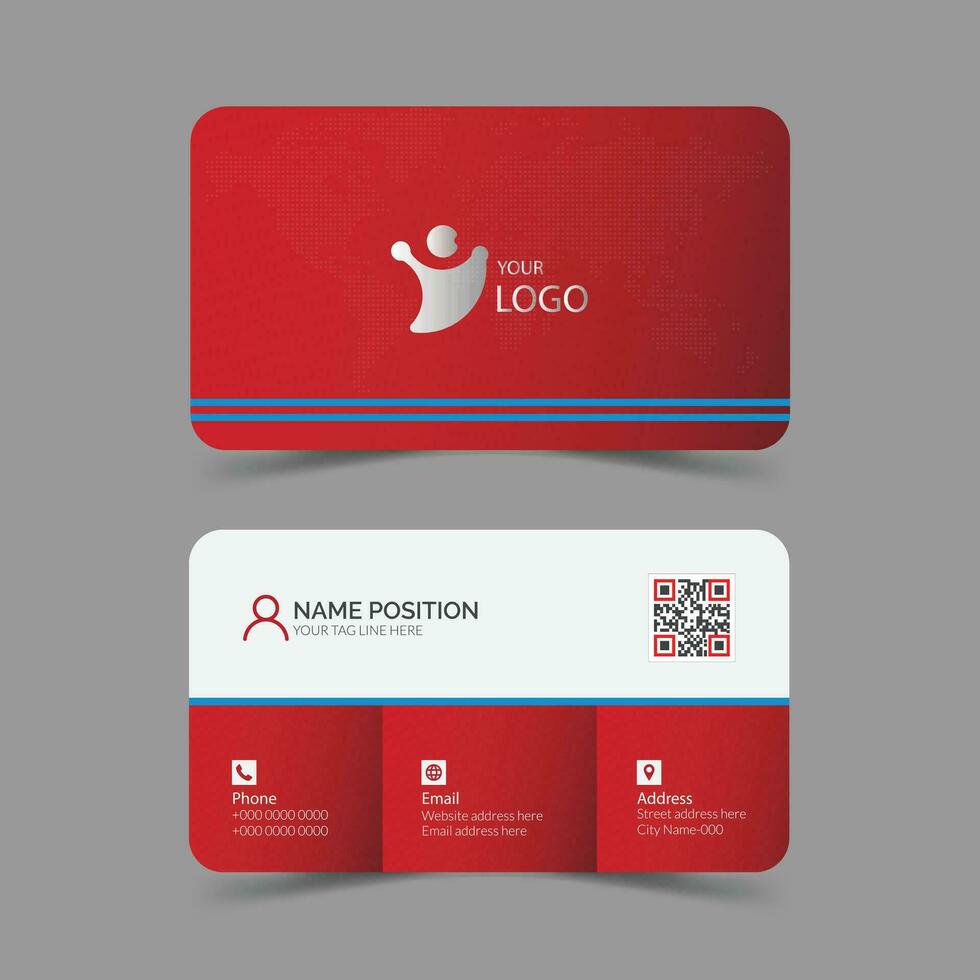 Red and white color business card vector