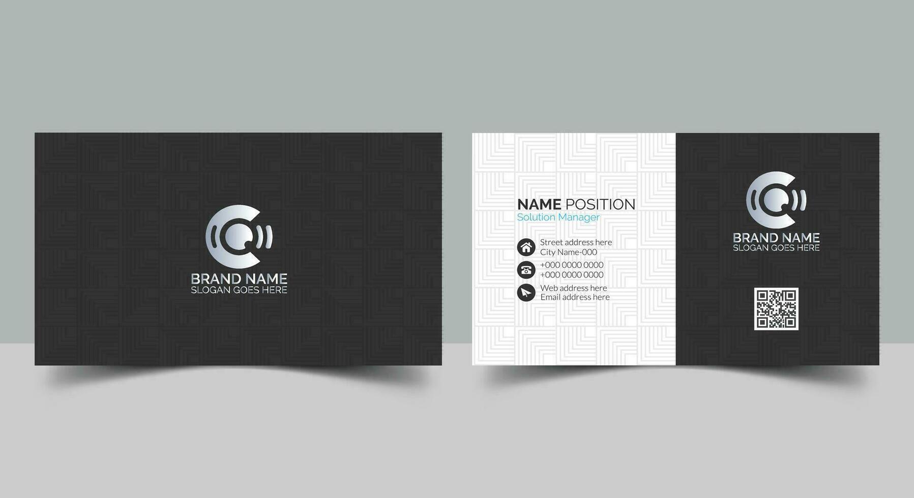 Dark business card layout with mockup and background vector